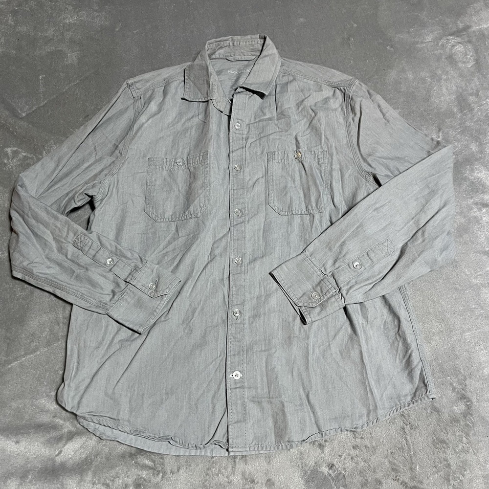 Mack Weldon Shirt Mens Large Gray Button‎ Up Collared Long Sleeve